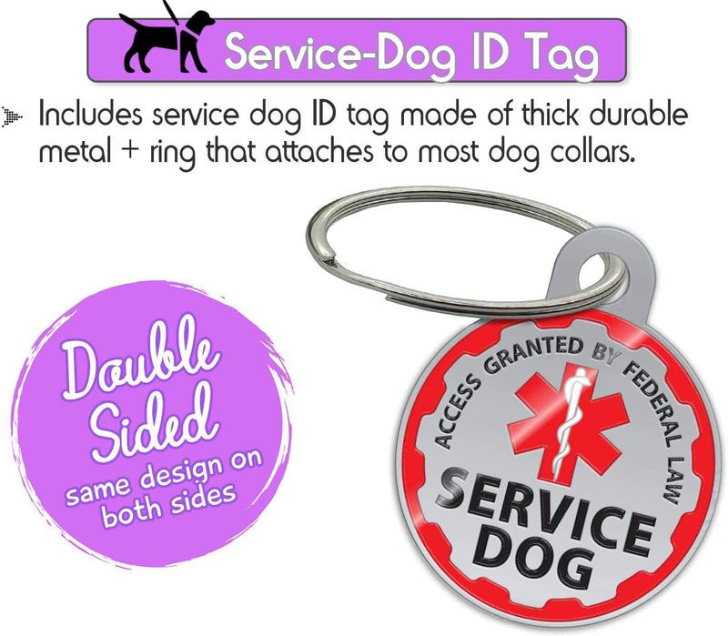 Service Dog Vest, ID Tag and ADA Info Cards - Harness in X Small to XX Large, Durable Metal Tag, 2-Sided Service Animal Cards. ESA Accessory Set SMALL (Chest: 18.5 - 24 Inch) - BeesActive Australia