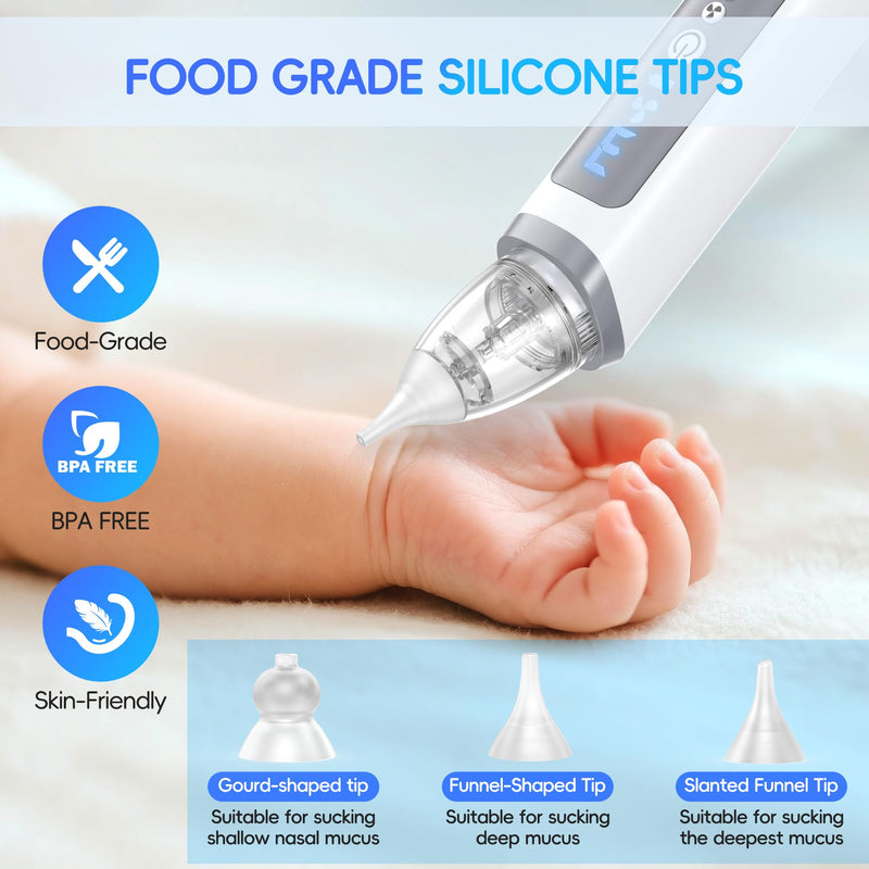 Nasal Aspirator for Baby, Electric Nose Sucker for Baby & Toddler, Congestion Relief with 3 Levels Suction,Soothing Light & Nursery Rhymes (Large A) Large A