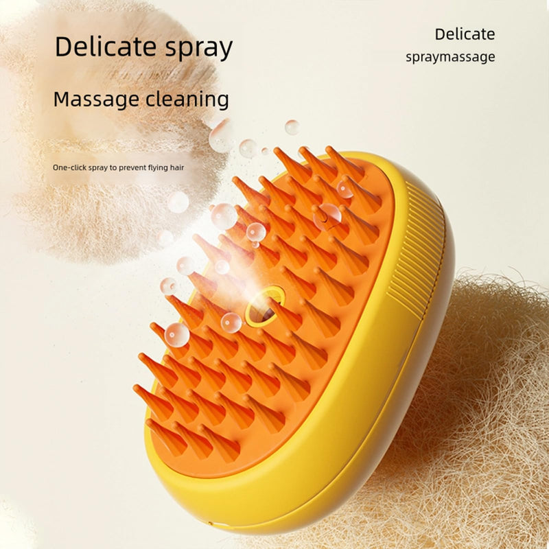 Cat Steam Brush - 3 In1 Steamy Cat Brush for Shedding, Cat Steamer Brush for Massage, Multifunctional Cat Grooming Brush, Pet Hair Removal Tool Comb for Cats and Dogs (FCYELLOW) FCYELLOW - BeesActive Australia