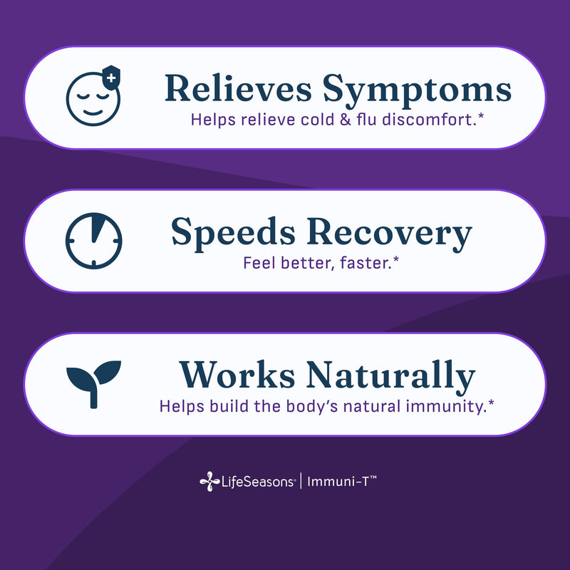 LifeSeasons Immuni-T - Immune Support Supplement - Immunity System Booster - Natural Cold & Flu Relief - Elderberry, Echinacea, Andrographis, Arabinogalactans & Olive Leaf - 90 Capsules