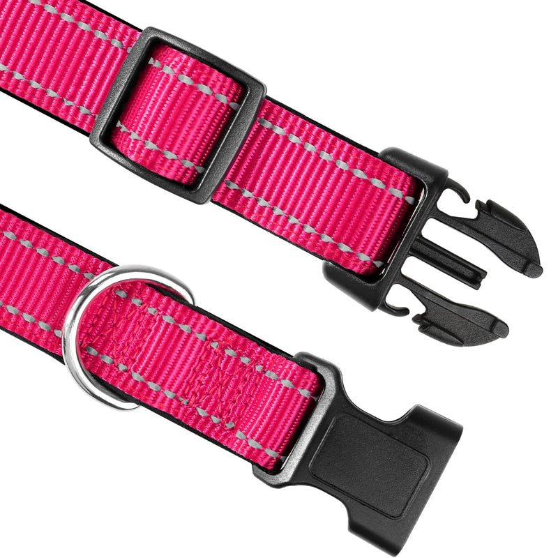 Joytale Reflective Dog Collar,Soft Neoprene Padded Breathable Nylon Pet Collar Adjustable for Large Dogs,Hotpink,L Large (Pack of 1) Hotpink - BeesActive Australia