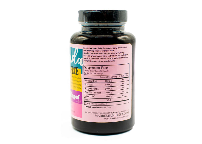 Belleza y Salud Grenuda Pero Fierce - Hair and Nail Support - Burdock Root, Horsetail, Stinging Nettle, Ginko Leaf, Biotin - 30 Day Supply 90 Capsules, 650MG Each - BeesActive Australia