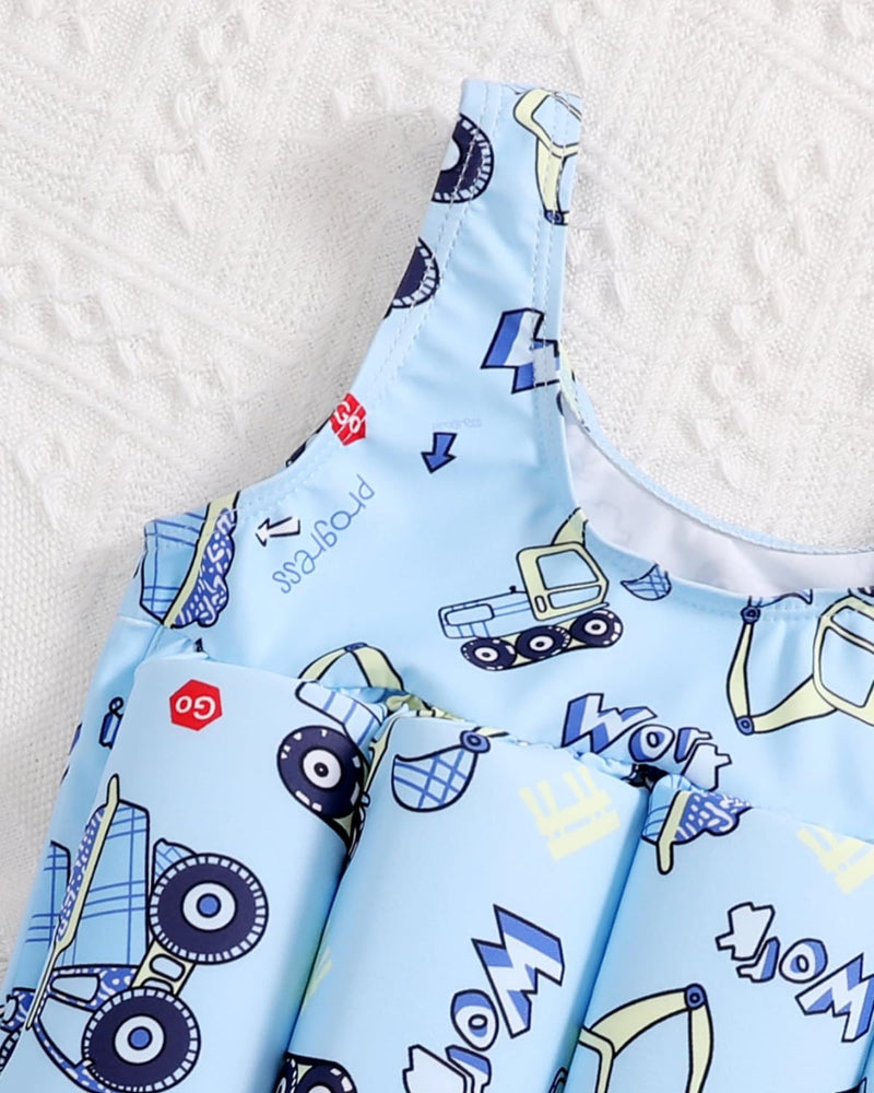 DivingBirds Toddler Girls Floatie Swimsuit, Sleeveless One Piece Float Suit for Baby Girls Pool Beach, 1-6Y Blue 2-3T - BeesActive Australia