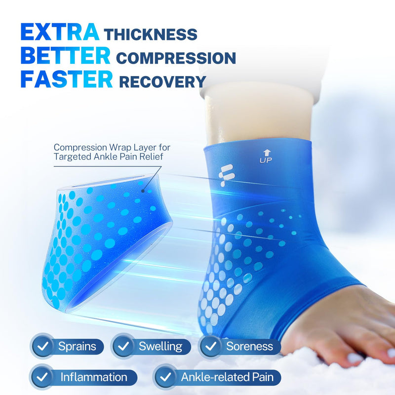 Ankle Ice Pack Wrap for Swelling with Thickened Cold Compression and Cooling Fabric, Ice Packs for Injuries Reusable for Swollen Feet, Achilles Tendonitis Relief, Plantar Fasciitis Relief L