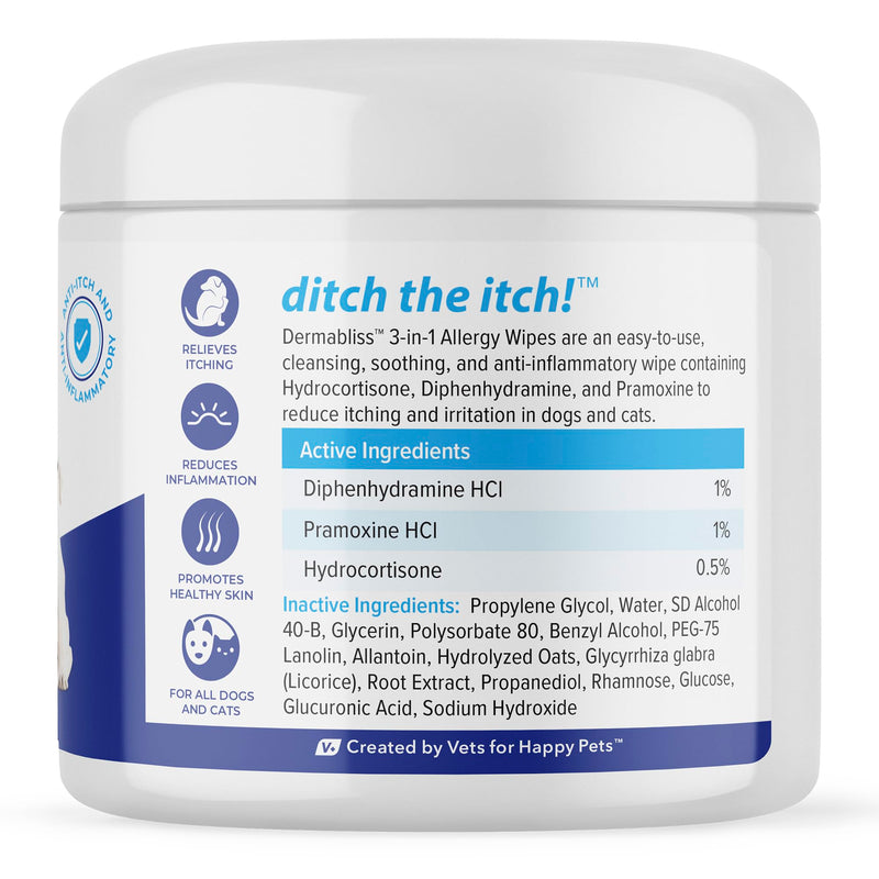 Dermabliss 3-in-1 Wipes and Dermabliss Anti-Itch & Allergy Relief Spray (8oz) Bundle Seasonal Allergy Wipes for Dogs with Itchy Skin Plus Targeted Itch Relief Hydrocortisone Spray for Dogs - PawsPlanet Australia