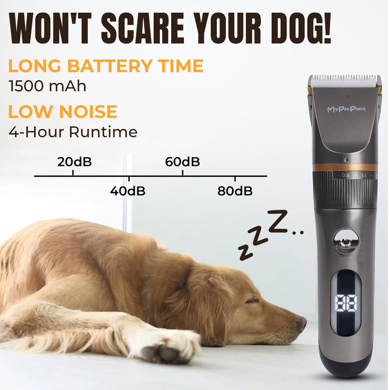 Dog Hair Clipper, Cordless Dog Hair Trimmer, Rechargeable Pet Clipper, Low Noise Waterproof, Integrated Battery Grooming Clipper for Dogs, Cats, Coats (Black) Gray Pet Trimmer - BeesActive Australia