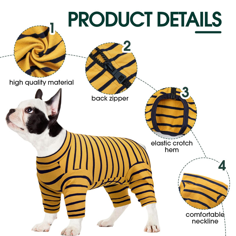 Kuoser dog bodysuit after surgery, dog bodysuit after castration, surgery body dog castration bitch, dog bodysuit with legs, bodysuit for dogs after surgery, dog pajamas for small medium dogs, yellow S - BeesActive Australia