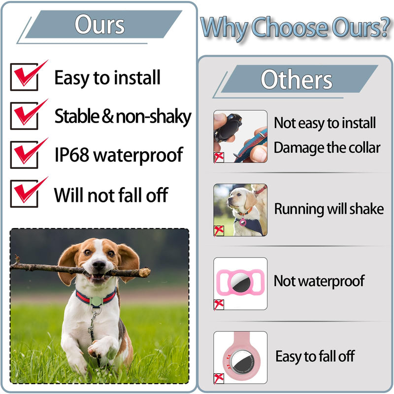 Waterproof Airtag Dog Collar Holder Compatible with Apple AirTag, Silicone Waterproof Air Tag Case for Dog Collar, Anti-Lost AirTag Holder for Pet Cat Dog GPS Tracker (Green) Green M - BeesActive Australia