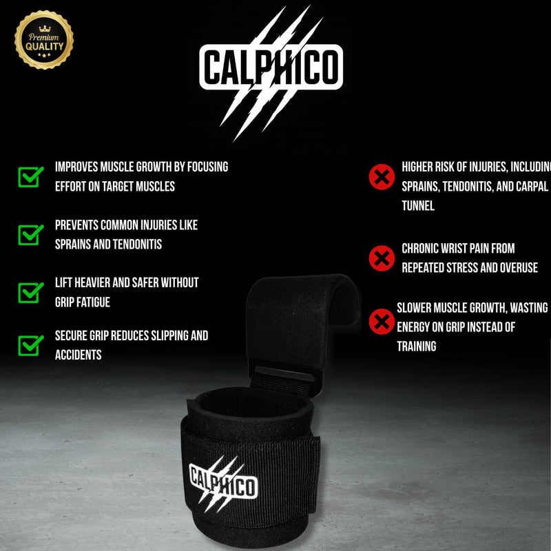 Weight Lifting Hooks – Heavy Duty Steel with Ergonomic Wrist Straps – Maximum Wrist Support, Comfort & Joint Protection