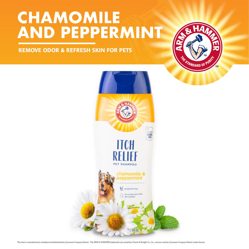Arm & Hammer for Pets Itch Relief Shampoo, 20oz Chamomile and Peppermint Scent | Professional Quality Dog Itch Shampoo, Free of Sodium Lauryl Sulfate & Parabens Chamomile & Peppermint 20 Fl Oz (Pack of 1) - BeesActive Australia