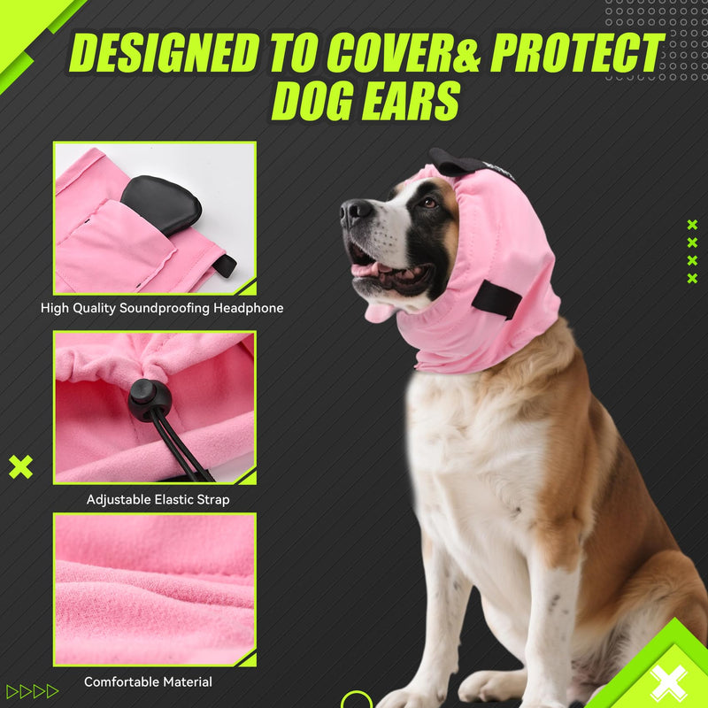 Dog Ear Muffs Noise Protection,Noise Cancelling Ear Wraps for Dogs,Washable Sound Absorbing Inserts Pink Small