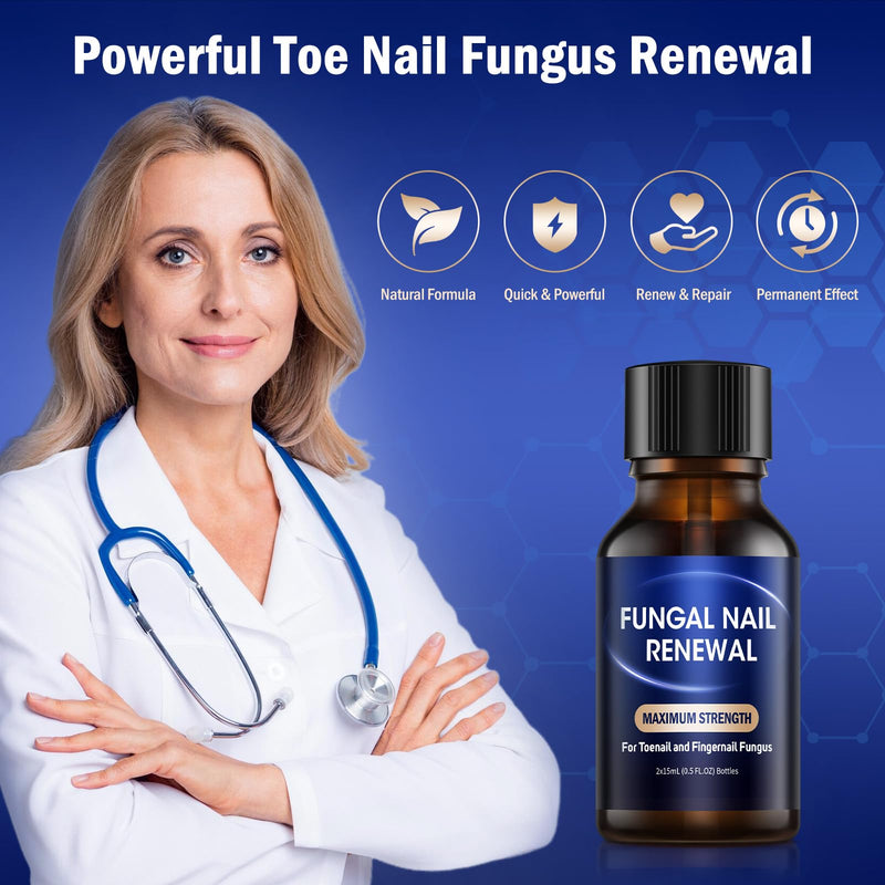 Toe Nail Fungus Renewal, 2-Pack Toenail Fungus Renewal, Fast Acting For Thick, Discolored, Broken & Damaged Toe & Finger Nail