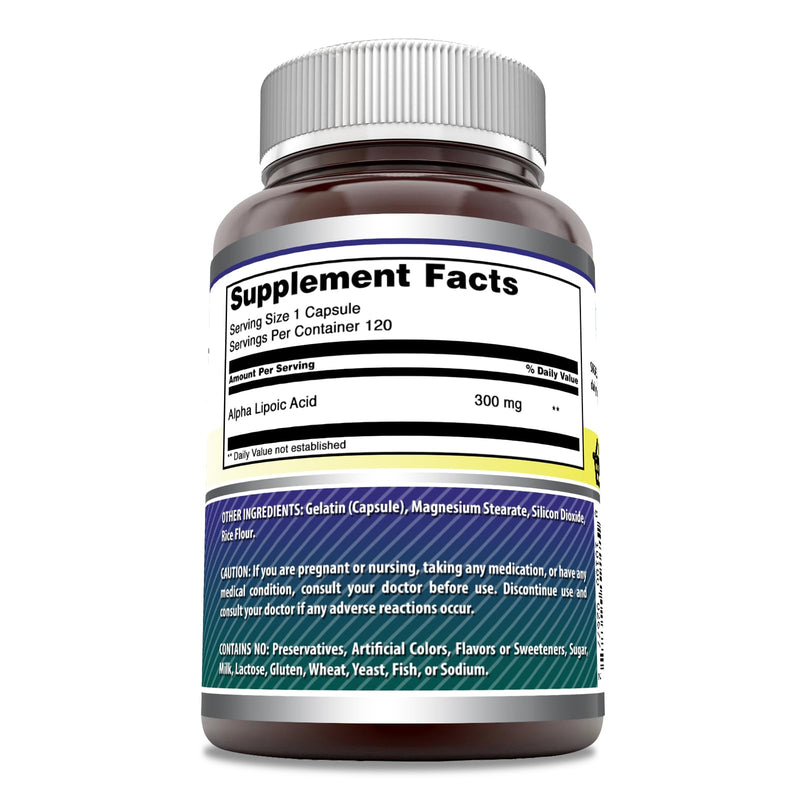 Amazing Formulas Alpha Lipoic Acid 300 Mg Capsules Supplement | Non-GMO | Gluten Free | Made in USA (120) 120 - BeesActive Australia