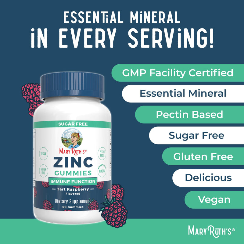 MaryRuth's Zinc Gummies, Zinc Supplements, Vegan, Pectin Based, 30 Servings | Essential Mineral, Pectin Based, Overall Health & Wellness, Vegan, Non GMO