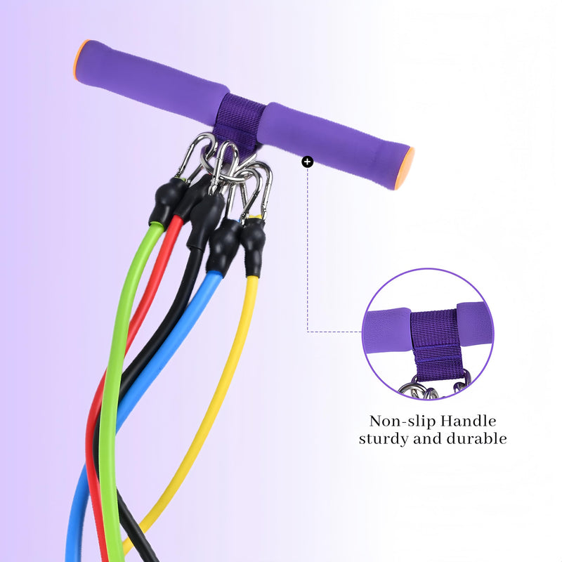 Adjustable Foot Pedal Resistance Band, Durable Foot Pedal Resistance Trainer with Bag. Multifunctional Pedal Puller Resistance Rope with Handles. Fitness Equipment for Women and Men. Purple.