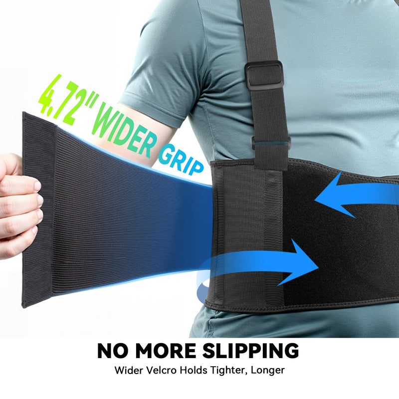 Work Back Brace for Men & Women, Adjustable Lower Back Support Belt with Suspenders for Back Pain Relief, Moving Construction Warehouse Heavy Lifting Safety & Protection (Black, Medium) Black - BeesActive Australia