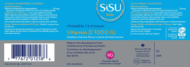 SISU Kids Vitamin D 1000Iu, 90 CT