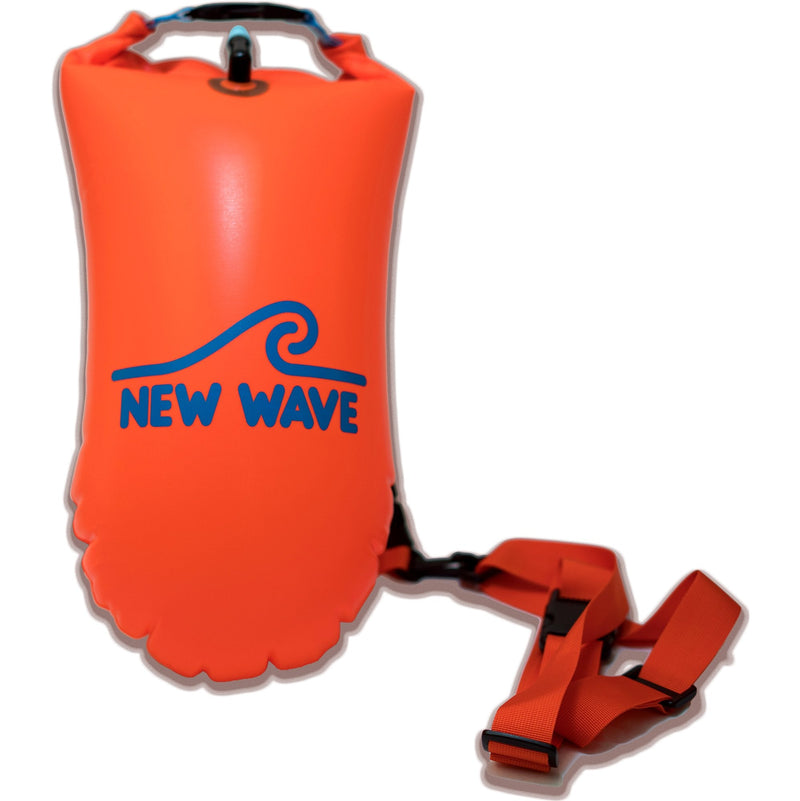 New Wave Swim Buoy Swim Safety Float and Drybag for Open Water Swimmers, Triathletes, Kayakers and Snorkelers, Highly Visible Buoy Float for Safe Swim Training (Orange PVC Medium-15L) - BeesActive Australia