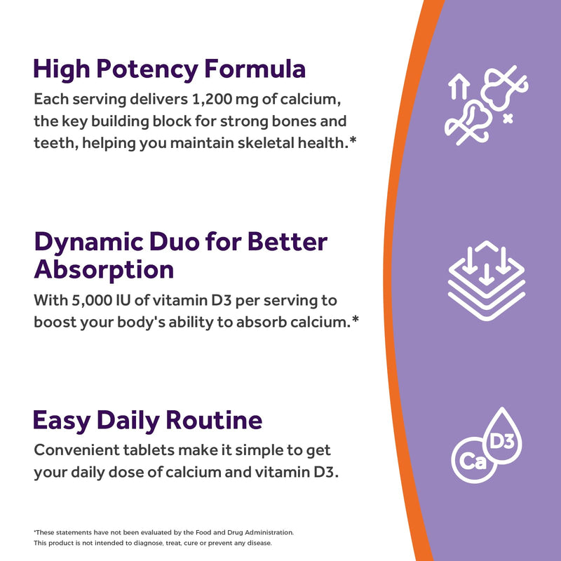 Doctor's Recipes Calcium 1200 mg with Vitamin D3, Calcium Supplements for Women & Men, Non-GMO, No Soy, Bone & Immune Support, Calcium Carbonate, Extra Absorption, 60 Tablets