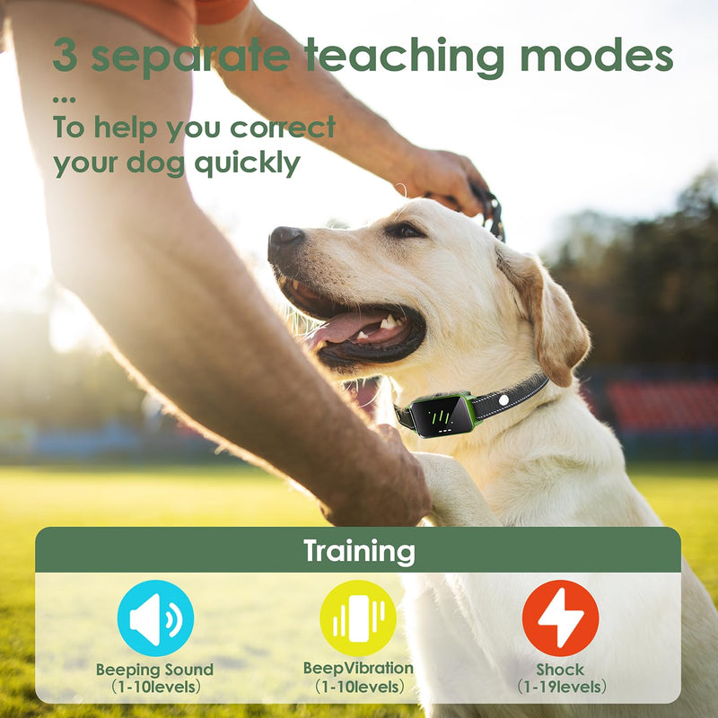 Dog Shock Collar 2 Dogs, 4500FT Dog Training Collar Rechargeable Waterproof IP67 Electronic Collar, Adjustable Collar for Dog 8-120 Lbs, 3 Training Modes Beep Dog Shock Collar with Remote Control 2 Pack Green - BeesActive Australia