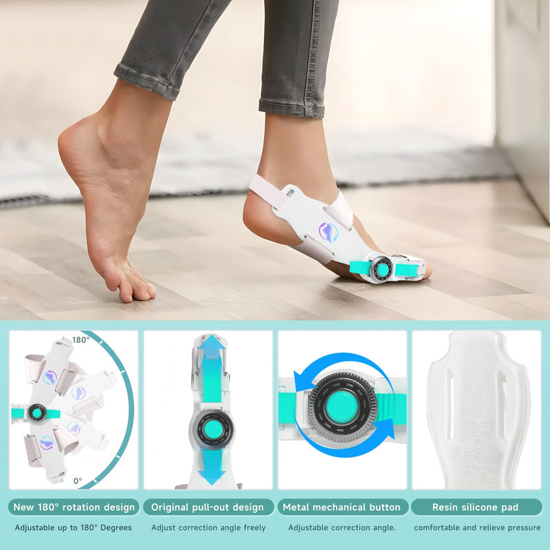 Bunion Corrector for Women & Men - Bunion Fix for Hallux Valgus Pain Relief with Non-Slip Big Toe Separator, Adjustable Big Toe Straighter, Bunion Splints Fits Left & Right Feet (White 1Pcs) White 1