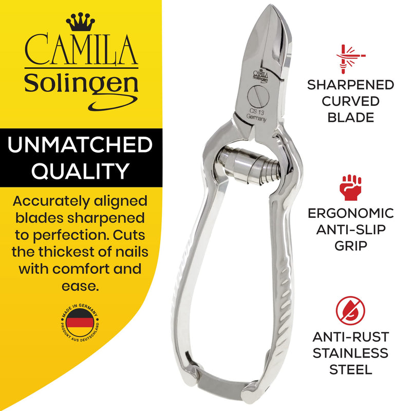 CS13 Large Heavy Duty Toe Nail Clipper for Thick Nails, Manicure and Pedicure & CS19 Large Professional Sapphire Metal Nail File for Fingernail and Toenail, Made in Solingen, Germany CS13 + CS19