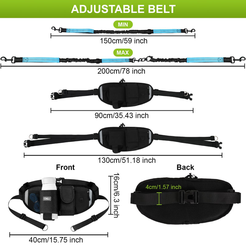 Hands Free Dog Leash for Two Dogs with Adjustable Waist Belt, Double Waist Leash for Dog Walking Training Jogging, Dog Running Leash Hands Free for Medium & Large Dogs, Dual Dog Leash for 2 Dogs Blue For 2 Dog - BeesActive Australia