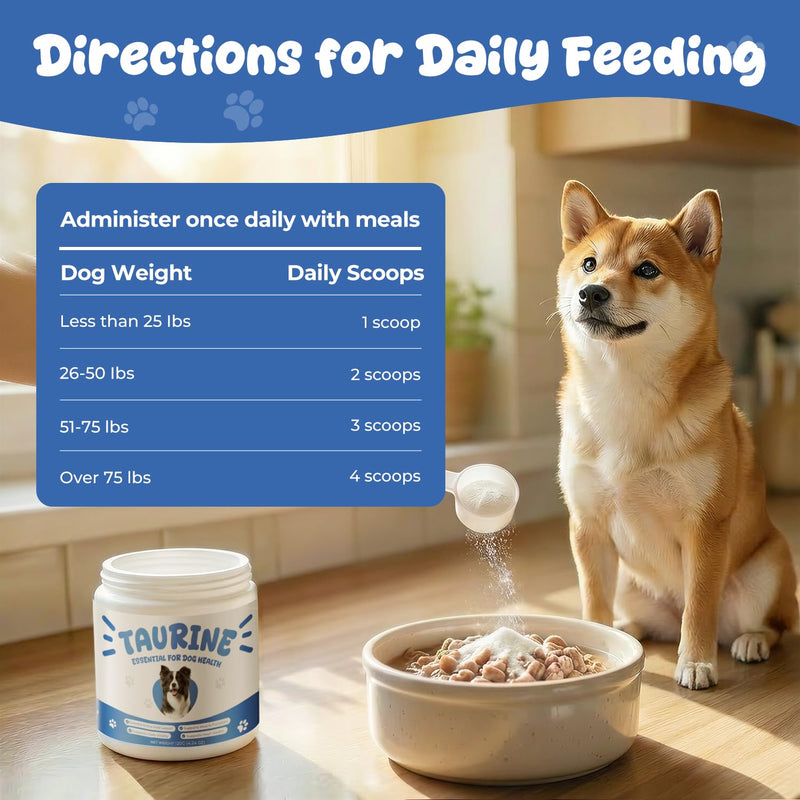 Taurine Powder Supplement for Dogs, Amino Acid Support for Heart Health & Muscle Function, Daily Canine Nutrition Powder (120 g) 120 g