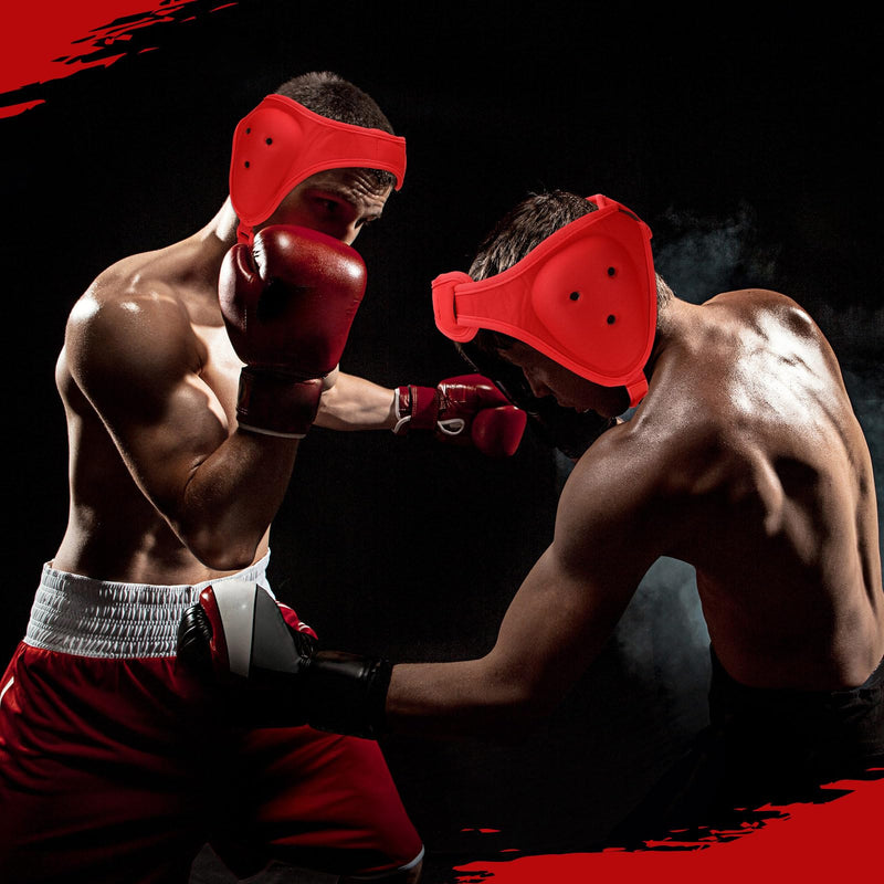 Wrestling Headgear for Kids Youth with Protective Knee Pads Soft Grappling Headgear Wrestling Ear Protection Thick Sponge Anti Slip Knee Sleeve for Sparring Brazilian Jiu Jitsu Red