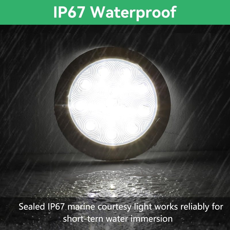 LED Boat courtesy Lights, 12V 3.9 Inch RGBW Marine Interior Lighting, IP67 Waterproof Boat Cabin Lights, Super Bright Anti-Glare Marine Deck Lighting for Pontoon Bass Sailboat