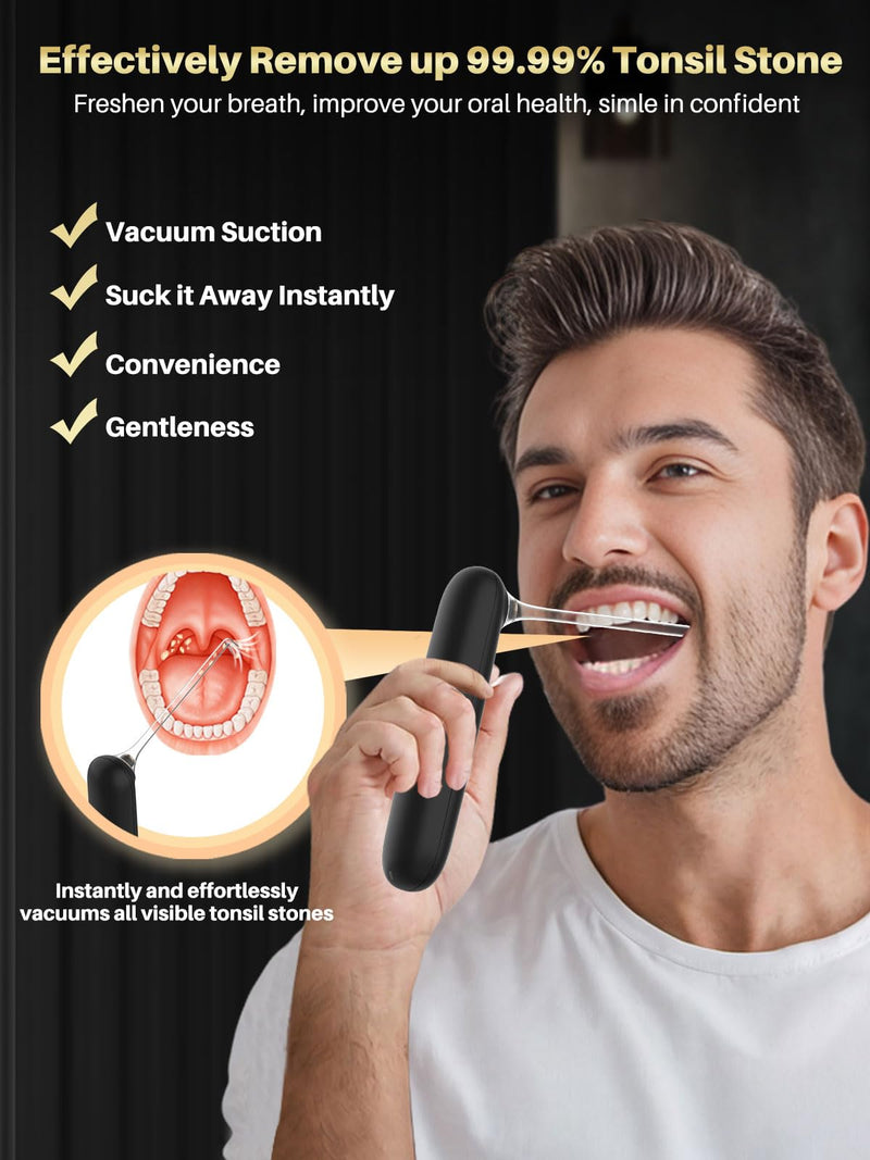 Voraiya Tonsil Stone Removal Vacuum Kit with 5 Mode Suction, 10 in 1 Electronic, Oral Irrigator, Tongue Scraper, Oral lamp & 5X Magnifying Mirror Included for Fresh Breath - BeesActive Australia