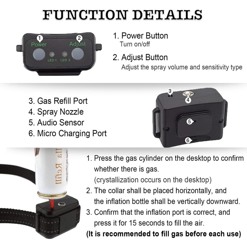 Citronella Bark Collar, 【Not Included Refill】 Spray Bark Collar with 2 Spray & Sensitivity Level, Citronella Dog Collar Humane Anti Barking Collar, Spray Dog Collar for S M L Dogs - BeesActive Australia