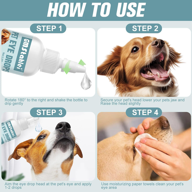 Pet Eye Drops for Dogs & Cats – Soothe Eye Infections,Allergies, Relieve Dogs Cats Dry Eyes Pink Eyes,Eye Wash for Pet Cleaning,Tear Stain Remover,Safe & Gentle Formula for All Animals (100ML)