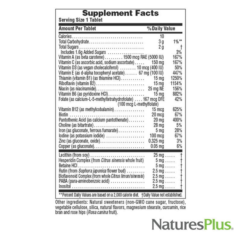 NaturesPlus Adult's Chewable, Pineapple Flavor - 90 Tablets - Multivitamin & Mineral - Vegan, Gluten Free - 90 Servings 90 Count (Pack of 1)