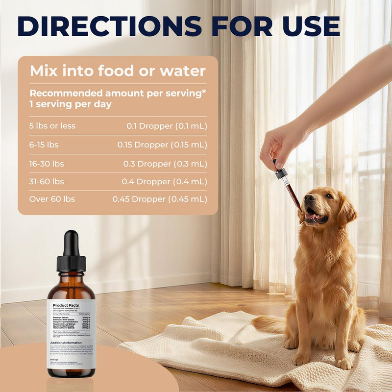 Dog Upset Stomach Relief Liquid Drops, Sensitive Stomach Support for Dogs & Small Pets, Helps Maintain Gut Balance, Occasional Diarrhea, Gas & Constipation Support, 2 fl oz