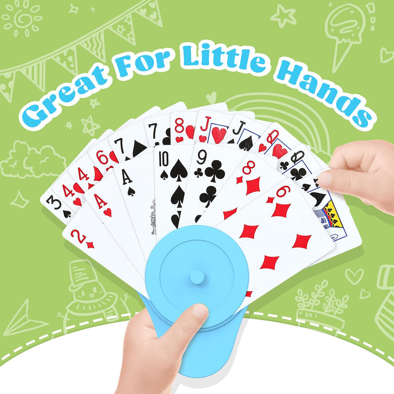 Playing Cards Holder for Little Hands, Multiple Layers Design for UNO Game Nights, Poker, Canasta, Spite Malice, Playing Card Accessories for Family Gatherings & Travel, Set of 4 (2 Blue + 2 Green) 2 Blue + 2 Green - BeesActive Australia