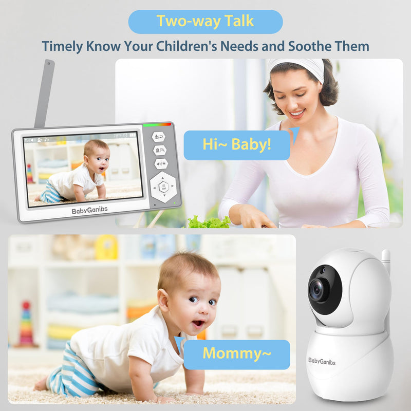 Baby Monitor with Camera and Audio, 4.3'' Video Baby Monitor with 1000ft Long Range and 30-Hour Battery, Baby Monitor No WiFi, Remote Pan-Tilt-Zoom, Night Vision, ECO Mode, 2-Way Talk BG1049 - BeesActive Australia