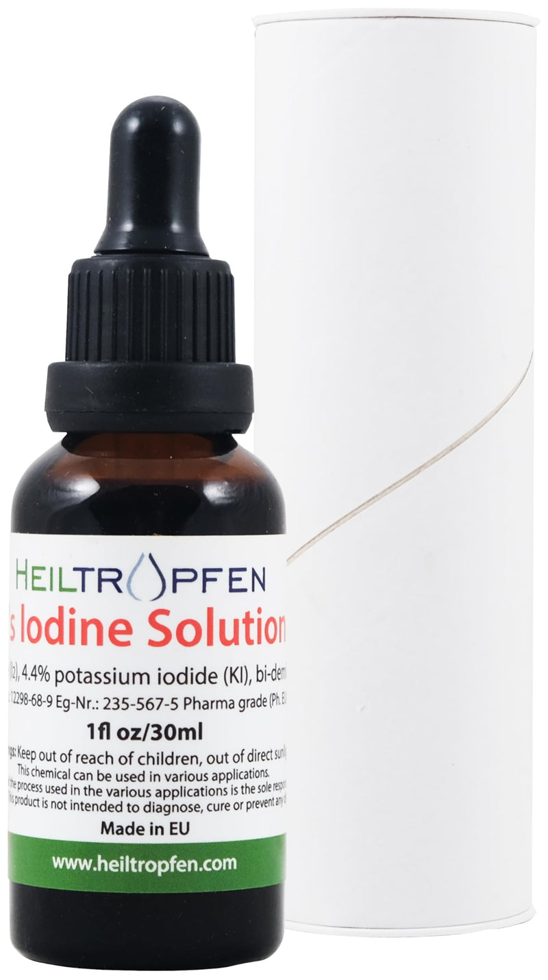 2.2% Lugol's Iodine Solution 1 Fl Oz - 30 ml | Pharmaceutical Grade Ingredients | Lugols Solution Made with Iodine and Potassium Iodide | Heiltropfen¬Æ Unflavored 1 Fl Oz (Pack of 1)