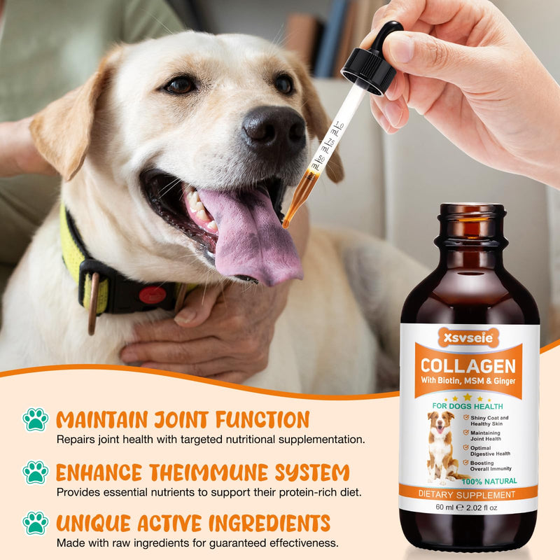 Liquid Collagen for Dogs, Dog Collagen Drops Joints Supplements for Dogs, Supplement for Itch Relief for Dog,Helps Aid Hip & Joint Care, Improves Mobility Skin and Coat Health 2pcs