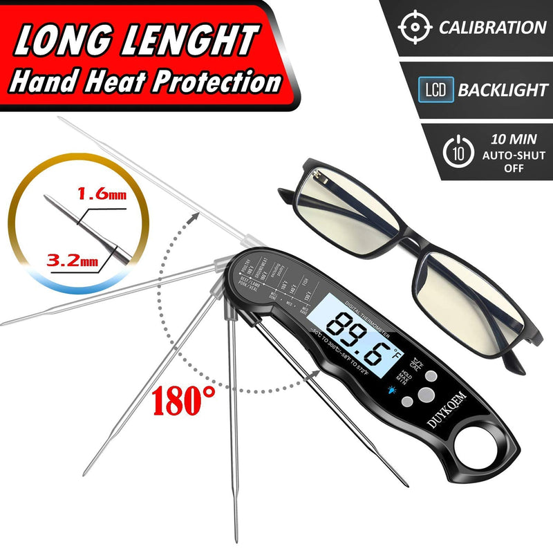 Instant Read Digital Meat Thermometer (2 Pack) Waterproof Kitchen Cooking Food Thermometer with Probe Backlight & Calibration,Best Quick Grill Meat Probe for Grilling BBQ Smoker Chefs