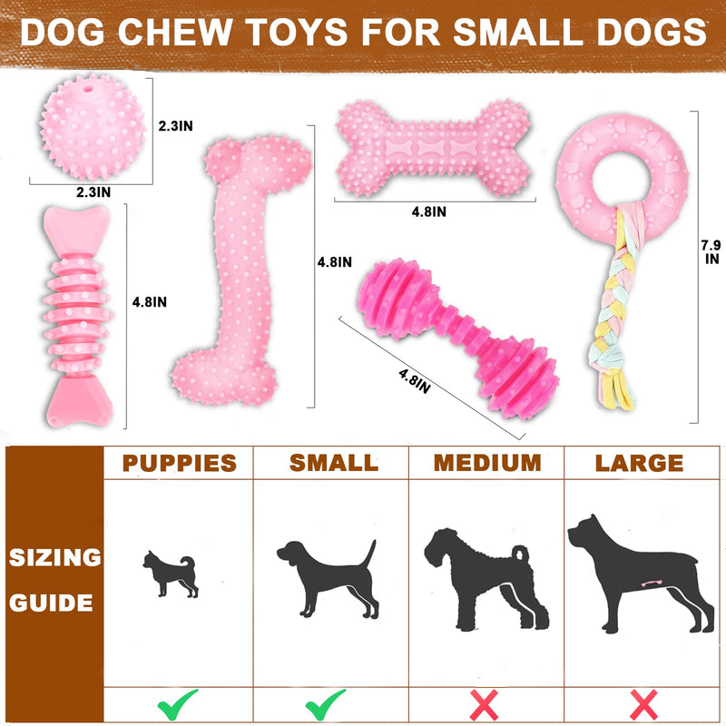 Puppy Toys, 6 Pack Dog Chew Toys for Puppy, Cute Pink Small Dog Toys, Teething Toys for Puppies, Soft Durable Interactive Chew Toy for Small Dogs - BeesActive Australia
