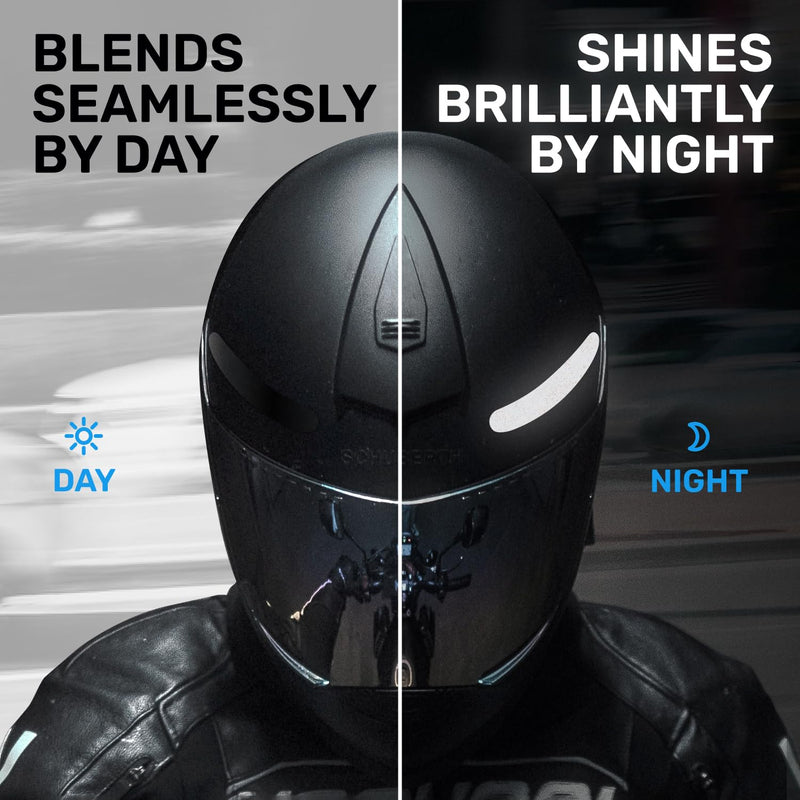 ELOS Reflective Gear 3M Black Stickers - Helmet Tape, Motorcycle Tape, Hi Viz Stickers for Helmets - Discreet Black Until Light Hits It (Combo Style) Combo Style 4.0
