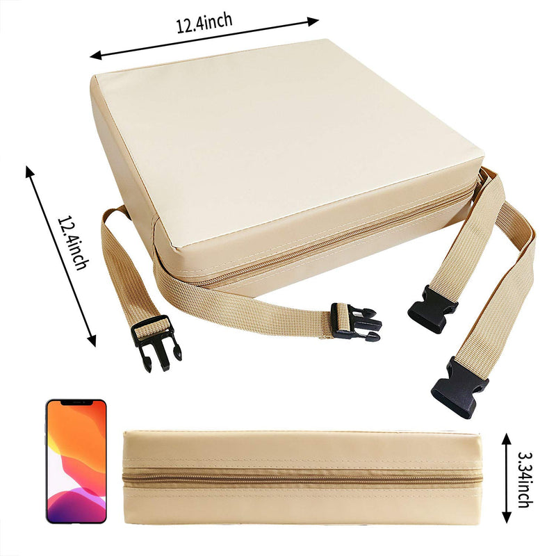 Toddler Booster Seat Dining, Washable 2 Straps Safety Buckle Kids Booster Seat for Dining Table, Portable Travel Increasing Cushion (Beige-PU) PU-beige - BeesActive Australia