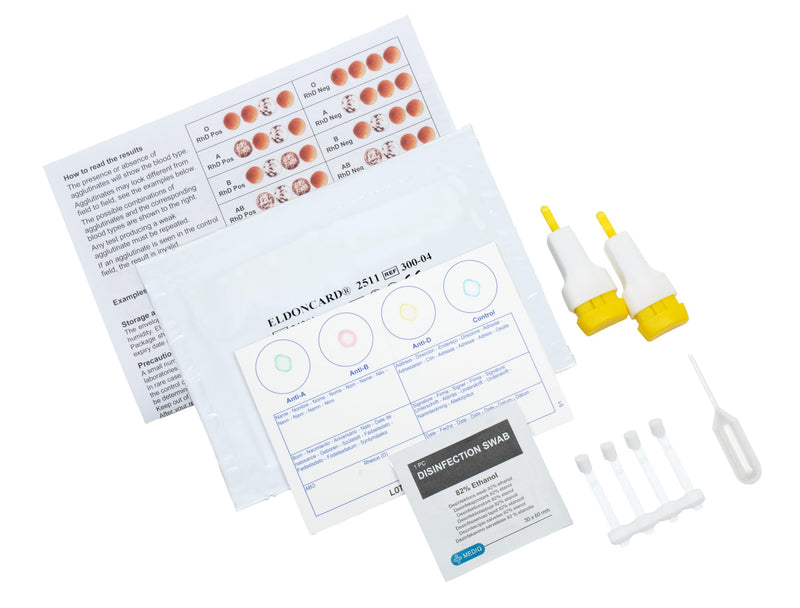 Eldoncard Blood Typing Kit, 2 Test Pack, Know Your Blood Type, Accurate Instant Home Testing, Determine A, O, B, Rhs-D Negative & Positive Groups