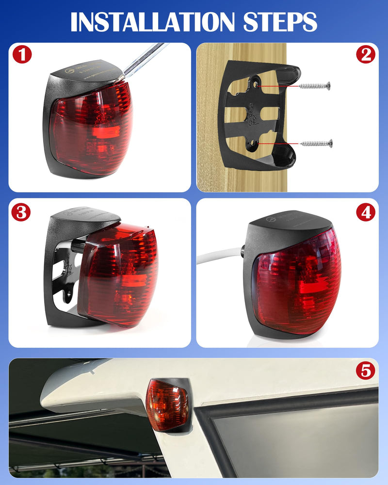 THALASSA Marine Boat Navigation Lights - 2NM 12V Red Port Green Starboard Light Stern 3 NM Bi-Color Lights - Operates at IP55/ IP67 - Water Resistant Lamp Safe Sailing as Signal Lamp - BeesActive Australia