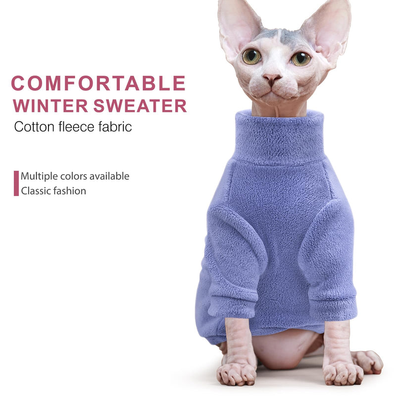 Idepet Sphynx Cats Clothes Winter,Hairless Cat Turtleneck Sweater Soft Coral Fleece Outfit Coat Warm Shirt Kitten Apparel with Sleeves Pullover Pet Winter Pajamas Jumpsuit (Blue, XX-Large) Blue - BeesActive Australia