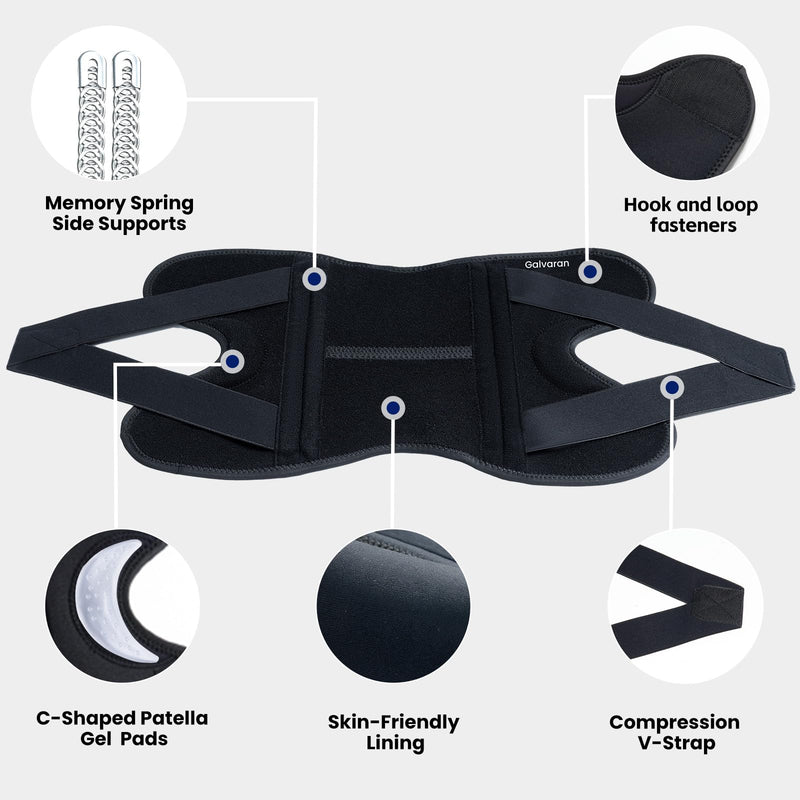 Galvaran Knee Brace for Men & Women - ACL, MCL, Meniscus Tear Support & Arthritis Pain Relief - Stabilizing Knee Braces Support with Side Stabilizers & Patella Gel Pad Black Medium