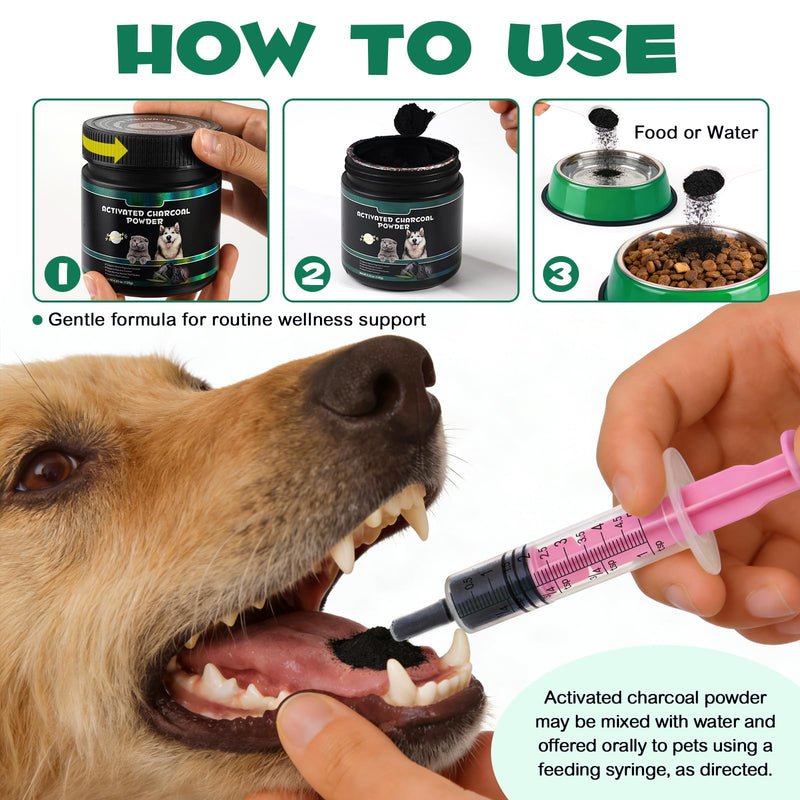 Activated Charcoal for Dogs & Cats - Food Grade Powder for Digestive Support & Gut Health | Natural Aid for Gas, Stool Quality & Digestive Balance | Suitable for Small Animals, Poultry & Livestock