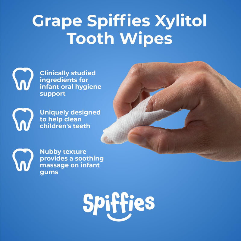 Baby Teeth Wipes - Grape Flavor, Xylitol-Enriched Baby Gum Cleaner & Dental Wipes for Teething Relief and Teeth Cleaning - Safe for Infants & Toddlers, 20 Count (Pack of 6) 20 Count (Pack of 6)