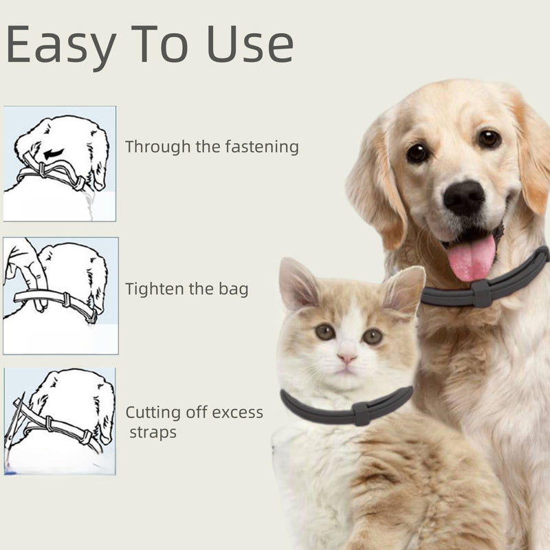 Flea collar for cats, flea collar for dogs, small, tick flea protection collar, flea tick collar for dogs and cats, waterproof and adjustable Nero L